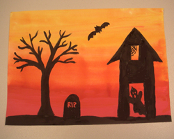 Halloween Craft Ideas Bats on Spooky Cemetery Scene Or A Witch On A Broom With Bats Flying Around