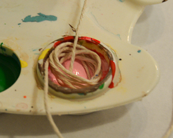 dipping string in paint