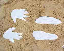 sand molds filled with plaster