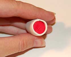 white covering polymer clay cane