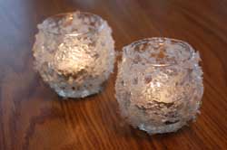 snow covered votive candle holders