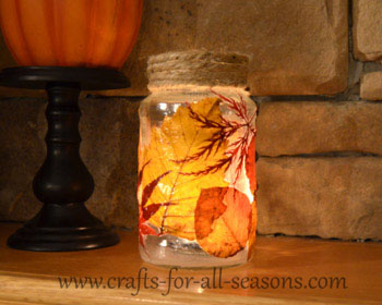 decoupage leaf jar