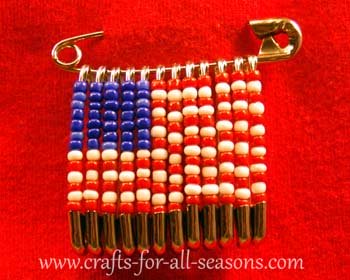 American flag beaded safety pin
