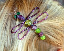 beaded dragonfly barrette