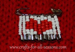 beaded heart safety pin