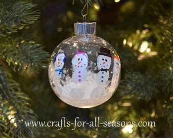 DIY Clear Glass Ball Snowman Ornament Craft for Christmas