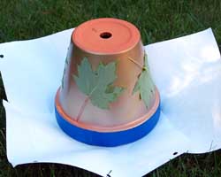 leaf stenciled flower pot