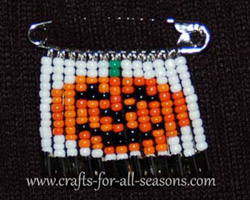 Pumpkin Beaded Safety Pin