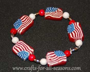 American flag polymer clay bracelet