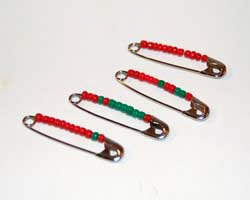 christmas tree beaded safety pin