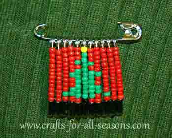 Christmas Tree Beaded Safety Pin