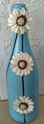 blue and white flower bottle